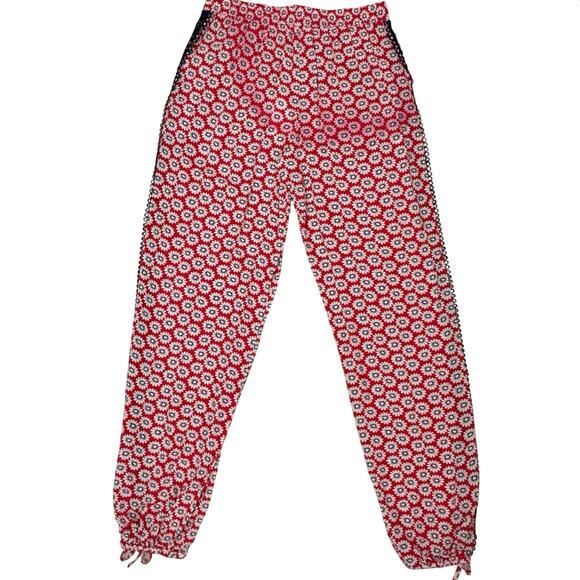 Tory Burch Primrose Beach Pants Nantucket Red Tassel Sz XS NWT Flaw Red Bleed - Picture 3 of 9